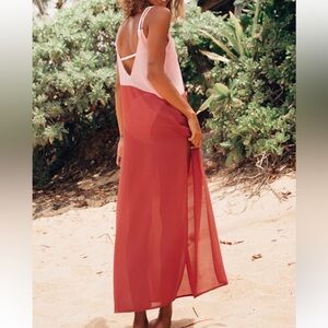 Lulus Maxi Semi Sheer Swim Cover up Dress